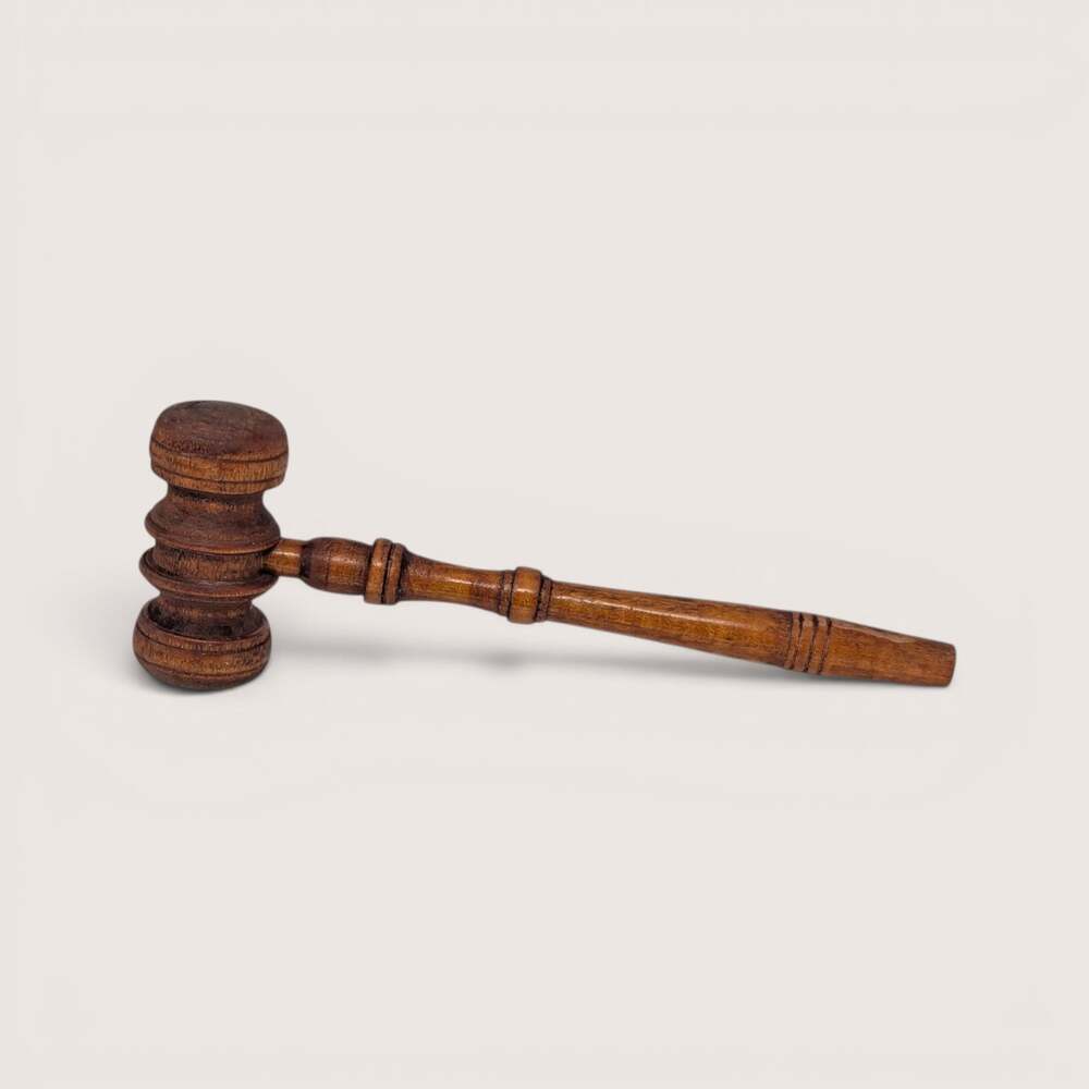 Vintage Turned Hardwood Gavel Lawyer Judge Mallet Dark Academia Law Office Decor